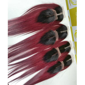 Prêt à expédier la perruque sans colle bordeaux 2*6 cheveux humains vierges vietnamiens à cuticules alignées paquets de cheveux - Product Image 1