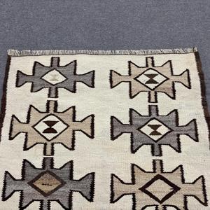 3.2x2.6 ft Rug, Turkish Vintage Small Rug, <b>Brown</b> Kilim <b>Wool</b> Rug - Product Image 5