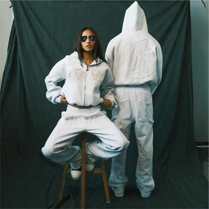 Logo personnalisé Ensemble de survêtements unisexe en éponge française de haute qualité, sweat-shirt et pantalon de survêtement à capuche, survêtements pour hommes - Product Image 2