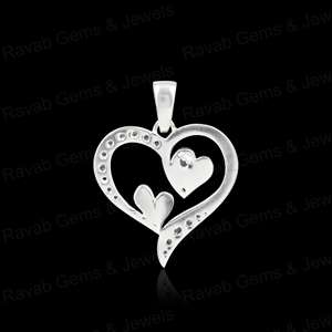 Pendentif en argent 925 de haute qualité, 24 mm, double cœur, zircon, semi-monté, vide, pour la création de bijoux en résine, cendres, DIY, or 14 carats - Product Image 2