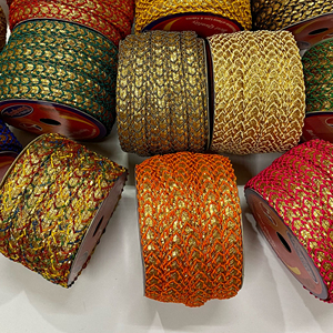 Garniture de tatouage en coton à paillettes, couture tressée, garniture de dentelle à paillettes de 25mm, vente en gros - Product Image 1