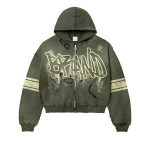 ชุดวอร์ม2ชิ้นสำหรับผู้ชายชุดวอร์มล้างกรดแบบลำลองมีฮู้ดสำหรับผู้ชายชุดวิ่งแบบมีฮู้ดโลโก้ออกแบบได้ตามต้องการ - Product Image 1