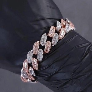 Bracelet unisexe en argent 925 avec pierre en moissanite, entièrement serti de moissanite, style hip-hop, passe le testeur de diamants, bracelets en diamants - Product Image 1