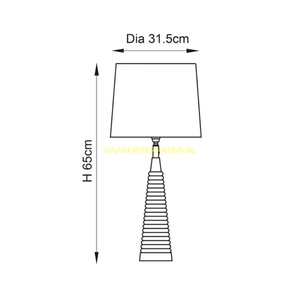 Lampe de chevet contemporaine avec base nervurée noire et abat-jour en tissu noir assorti Éclairage élégant pour la chambre et le bureau - Product Image 4