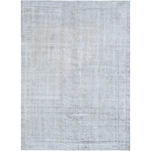 Tapis en laine noué à la main vintage gris et noir à motif abstrait rectangulaire pour la maison ou le couloir Pae-1209 Tapis de salon - Product Image 1