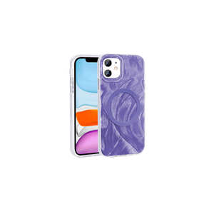 Coque de protection Netzy Electroplate compatible MagSafe pour iPhone 11, motif palette rose avec motif peint au pinceau, modèle 14 - Product Image 2