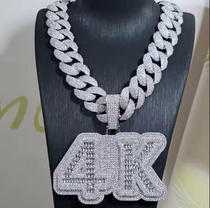 Full Iced Big Bail Custom Baguette <b>Letter</b> Pendant Only No Chain Personalized Name Number <b>Necklace</b> Jewelry Birthday Gift for Men - Product Image 4