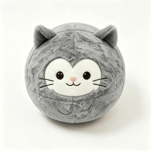 Custom Grey <b>cat</b> <b>plush</b>, Cute kitty stuffed animal, Round squishy <b>plush</b> toy, <b>Cat</b> <b>plush</b> pillow - Product Image 3