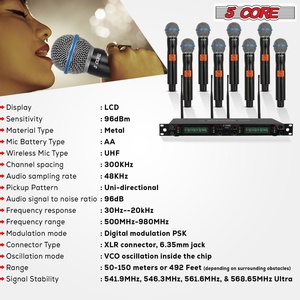 5Core <b>Wireless</b> <b>Microphones</b> 8 Channel Karaoke Professional UHF Singing Mic System Cordless Microfonos - Product Image 2