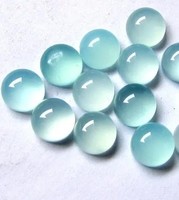 Cabochons ronds lisses en calcédoine aqua naturelle 8mm 10mm, pierres en vrac pour la fabrication de bijoux, fournisseur DIY Alibaba Inde, achat en gros