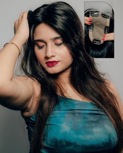 Extensiones de cabello Remy virgen de calidad superior 3x5 100% cabello indio sin enredos Natural marrón negro seda Base Topper máquina Doble - Product Image 4
