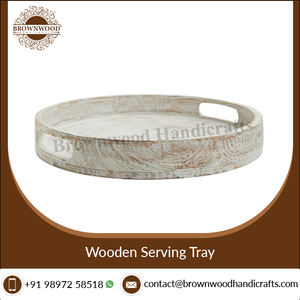 Round Shape <b>Wooden</b> <b>Trays</b> Natural Mango Wood Customized Design For Restaurant And Hotel Supply Kitchen Dining Table Decor <b>Tray</b> - Product Image 4