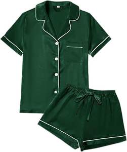 Ensemble de pyjama pour femmes, boutonné, vêtements de nuit d'été, manches courtes, pyjama confortable, ensemble de vêtements de détente - Product Image 6