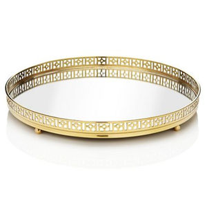 Prime Quality Golden Oval Metal Decorative Tray <b>Mirrored</b> Glass Bottom Tray Tabletop <b>Jewelry</b> <b>Storage</b> Organizer For Home Decor - Product Image 5