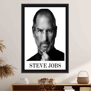 Portrait de Steve Jobs : Impression sur toile en verre trempé pour décoration de bureau moderne, TOILE ENCADRÉE NOIRE - Product Image 1