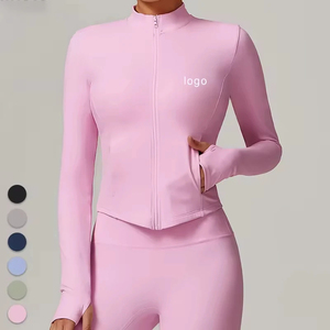 Wholesale Fitness Clothing Full Zipper Fleece Sports <b>Jackets</b> Women Custom logo Fitness Gym <b>Yoga</b> <b>Jacket</b> Women - Product Image 1