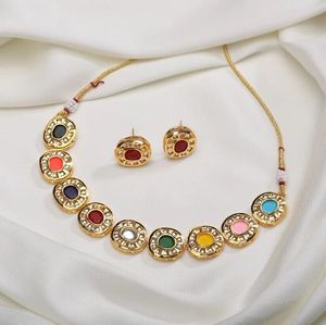Ensemble de colliers Kundan en plaqué or pour mariage indien Meenakari pour femmes, tenue de fête, cadeau d'anniversaire, vente en gros - Product Image 1