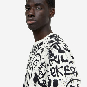 Sweat-shirt streetwear pour hommes avec logo personnalisé sweat-shirts pour hommes en tissu épais sweat-shirt à capuche unisexe sweat-shirt en coton ras du cou uni - Product Image 5
