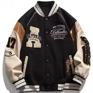Chaqueta Varsity Unisex Personalizada de Primera Calidad con Logotipo Bordado, Cuello Alto, Estilo Urbano, Parches de Cuero, Impermeable - Product Image 2