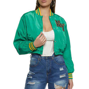 Veste de baseball classique pour femmes, logo personnalisé, veste de sport pour femmes, broderie satinée, imprimé, teinture écologique - Product Image 1