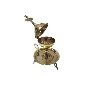 Brûleur d'encens vintage en laiton pour table, avec poignée en bois de santal, encens indien 100% naturel, décoration d'intérieur thérapeutique, parfum toutes saisons - Product Image 3