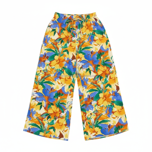 Pantalones Palazzo de Lino Cómodos para Mujer, Cintura Media con Cordón, Corte Holgado, Ligeros, para Playa de Verano - Product Image 1