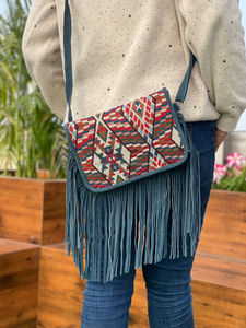 Nouveau fait à la main Offre Spéciale Jacquard daim cuir frange sac à bandoulière multi-usage nouveau Design Vintage sac à bandoulière pas cher taux produit en vrac - Product Image 4