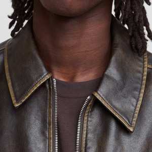 Chaqueta de cuero motorista para hombre al por mayor cantidad a granel servicio OEM/ODM chaqueta de cuero resistente al agua para hombre - Product Image 6