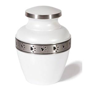 โกศทองเหลืองสำหรับเผาศพพร้อมดีไซน์พิมพ์รูปอุ้งเท้าสวยและสีเทาทำเสร็จในอินเดีย - Product Image 4