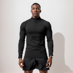 Men's Slim Fit Turtleneck Compression Half Zip Long Sleeve <b>Sweatshirt</b> Winter Training <b>Gym</b> Running-Made Fleece - Product Image 1