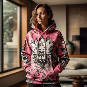 Sudadera con Capucha Oversize para Mujer, Tejido Grueso de 460 GSM, Corte Holgado, Estampado Digital, Invierno - Product Image 4