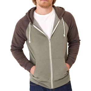 Sudadera con capucha impermeable de estilo americano para hombre, talla grande, personalizada, con cremallera completa, de algodón y poliéster de alto gramaje, antiencogimiento. - Product Image 1