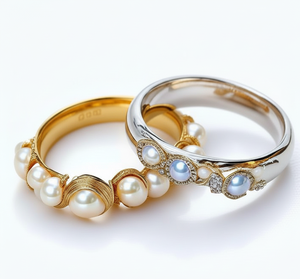 Bague en argent sterling 925 plaqué or 18 carats avec perle naturelle de luxe de 4 mm ronde et zircon cubique, bijoux fins pour femmes, bijoux faits à la main - Product Image 3