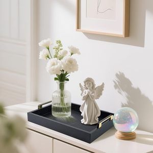 Plateau de service en métal léger, écologique, fait à la main en Inde, pour les collations, les repas et les boissons - Passe au lave-vaisselle, utilisation domestique moderne et raffinée - Product Image 2