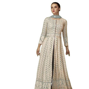 Nouvelle collection de costumes en soie brodés en georgette de renard lourd pakistanais avec Nazarene Duppata pour les occasions de fête - Product Image 1