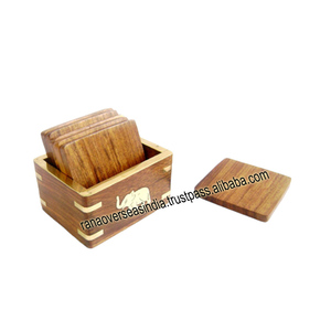 Posavasos cuadrado de madera hecho a mano personalizado más vendido para taza de té y café con soporte a la venta a un precio asequible - Product Image 2