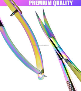 Tijeras de Manicura de Acero Inoxidable con Recubrimiento de Titanio Arcoíris, Punta Puntiaguda, Tijeras de Resorte, Herramienta de Belleza para Pestañas, Logotipo Personalizado - Product Image 5