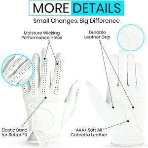 Gants de golf personnalisés en cuir Cabretta avec logo, antidérapants, sangle de poignet réglable et fermeture auto-agrippante pour hommes - Product Image 2