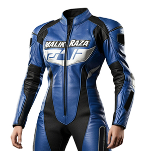 Traje de motocicleta con cierre de cremallera y cuello levantado de cuero genuino para mujer de alta calidad, ropa de primavera y otoño, trajes de cuero para motocicleta - Product Image 4