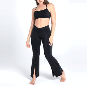 Custom Logo Plus Size Yoga Workout Gym Running Scoop <b>Back</b> Sport Top High Waisted Push up Flare Leggings Women Activewear Sets - Product Image 1