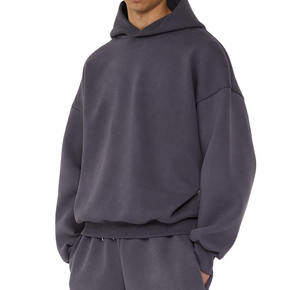 2025 Best Quality 500Gsm Heavyweight Cotton French Terry Boxy Cropped Heavy Cotton Fleece Winter Customized <b>Hoodies</b> <b>Mens</b> - Product Image 5