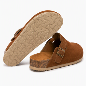 Mules sabots en daim et liège pour femme, à bout fermé, à enfiler, confortables, avec boucle réglable, soutien de la voûte plantaire, logo personnalisé OEM - Product Image 6