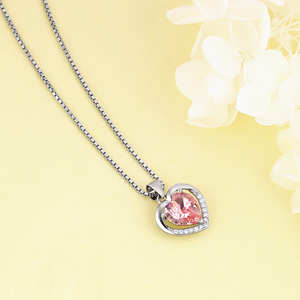 Anushka Sharma Pendentif Saint-Valentin en argent plaqué or Charm Coeur Logo personnalisé Style religieux Alliage avec numéro de zircon - Product Image 3