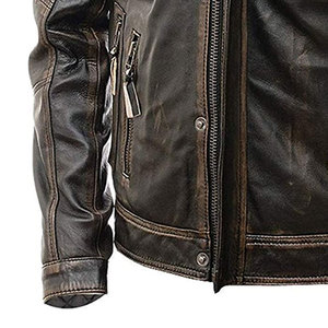 Chaqueta de Cuero para Motociclista de Invierno para Hombre, Calidad Premium, con Logotipo Personalizado en la Parte Delantera, Cuello Alto, Resistente al Viento y Transpirable, Servicio OEM - Product Image 5