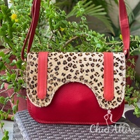 Sac à bandoulière en cuir recyclé de couleur trapue pour femmes de style occidental Sac à main en fourrure à imprimé animal pour femmes