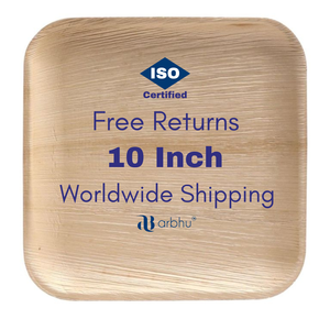 Vajilla Desechable Cuadrada de Hoja de Palma de Areca con Textura Natural Premium, Paquete Grande para Festivales al Aire Libre, Elegante Grano de Madera - Product Image 1