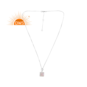 Dernières tendances en argent sterling naturel Cz et arc-en-ciel pierre de lune collier pendentif carré fabricant de bijoux personnalisés - Product Image 4