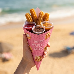 Cono di Carta Triangolare Monouso per <span class=keywords><strong>Gelato</strong></span>, Contenitore per Alimenti di Grado Alimentare, Cornet Gaufre - Product Image 2