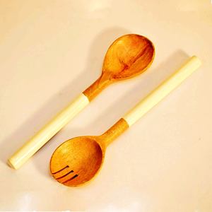 Ensemble de saladiers en bois artisanal, écologique, lavable au lave-vaisselle, ustensiles de cuisine, fabriqué en Inde - Product Image 2