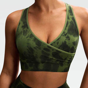 Soutien-gorge de yoga sans couture pour femmes en gros, couleur contrastée, dos élégant, haut sans manches à maintien élevé avec coussinets de poitrine pour le sport - Product Image 1